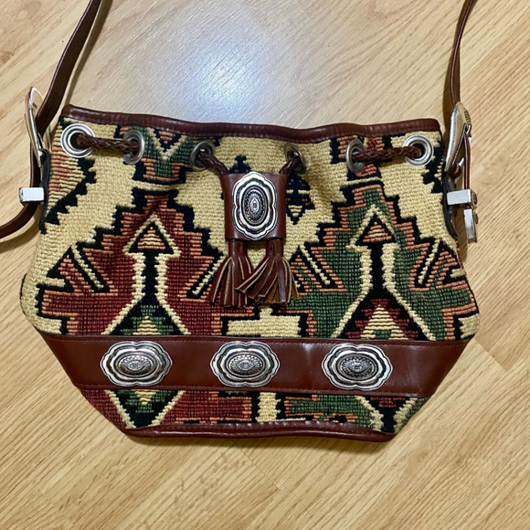 Vintage Western Embroidered Purse with Leather Trim - Picture 7 of 9